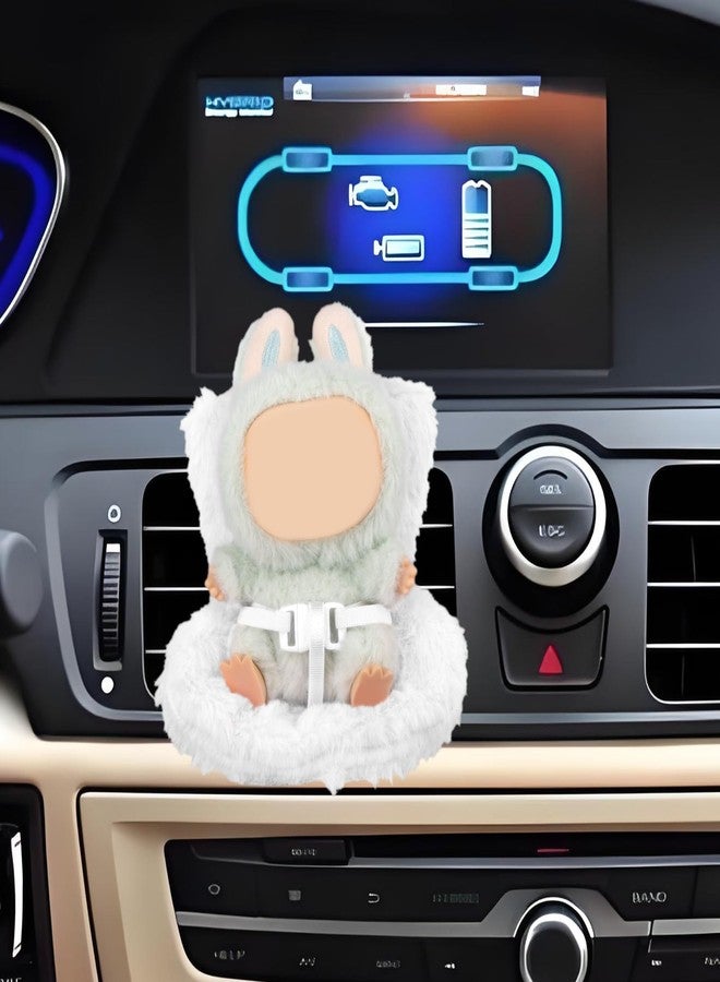 lasuroa Doll Car Seat, Doll Mini Carseat Chairs with Clip & Seat Belt Soft Decorative Cushion Cute Car Vent Ornament & Collectible Accessories for Blind Box Toy Fans (White) - Image 3